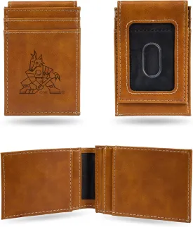 Rico Industries NHL Hockey Laser Engraved Front Pocket Wallet - Compact/Comfortable/Slim