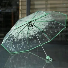 Romantic Transparent Clear Flowers Bubble Dome Women Sun Umbrella