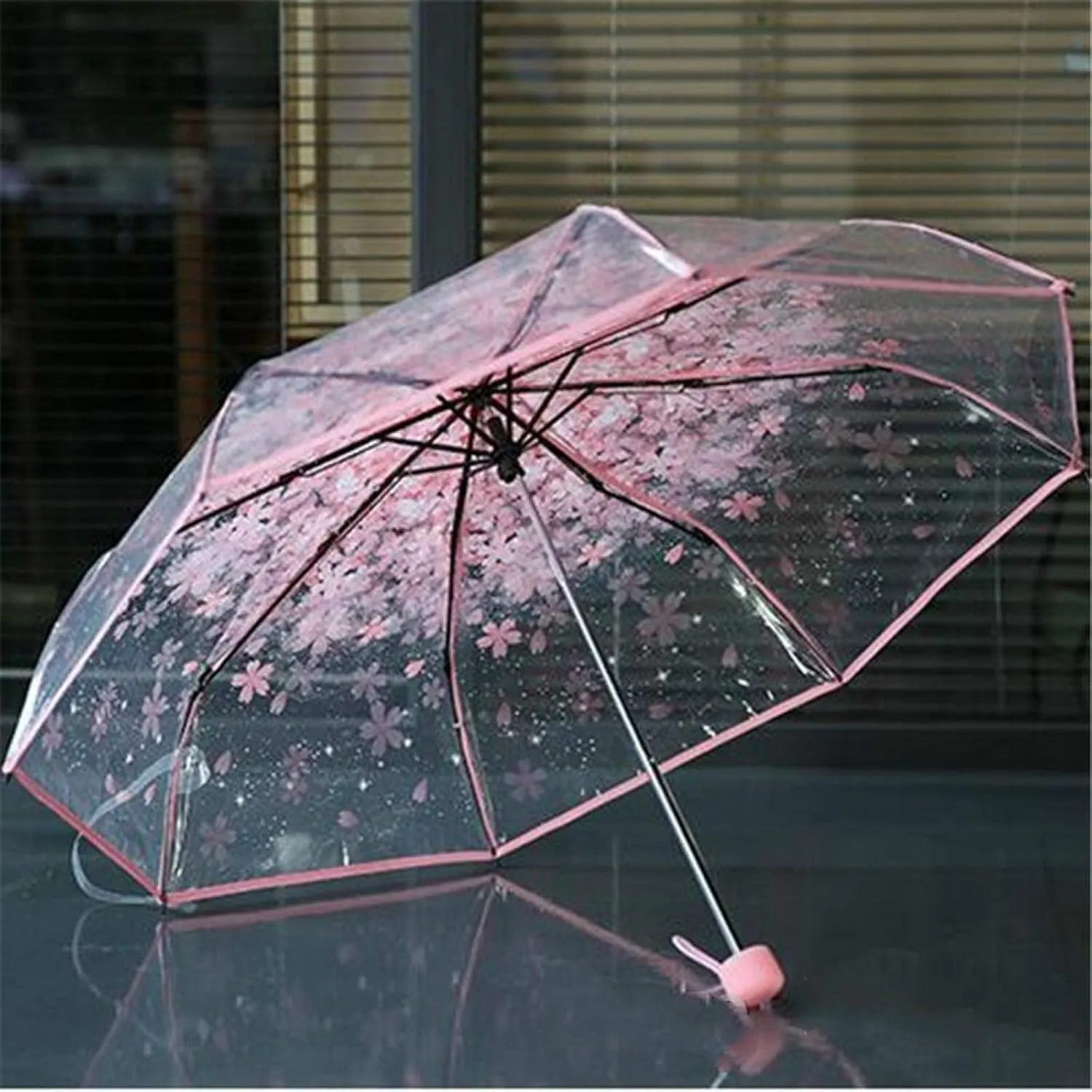 Romantic Transparent Clear Flowers Bubble Dome Women Sun Umbrella