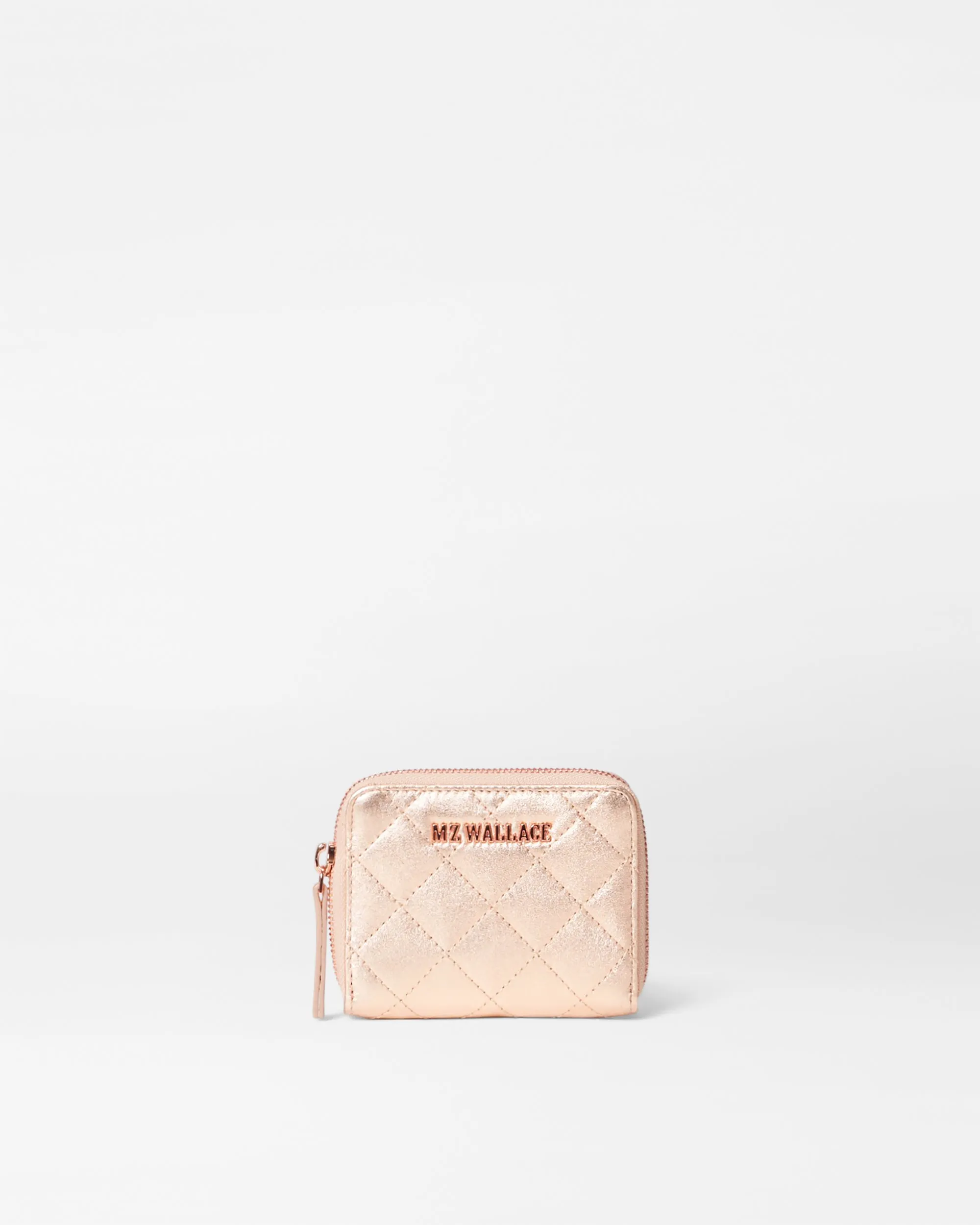 Rose Gold Metallic Leather  Small Zip Round Wallet