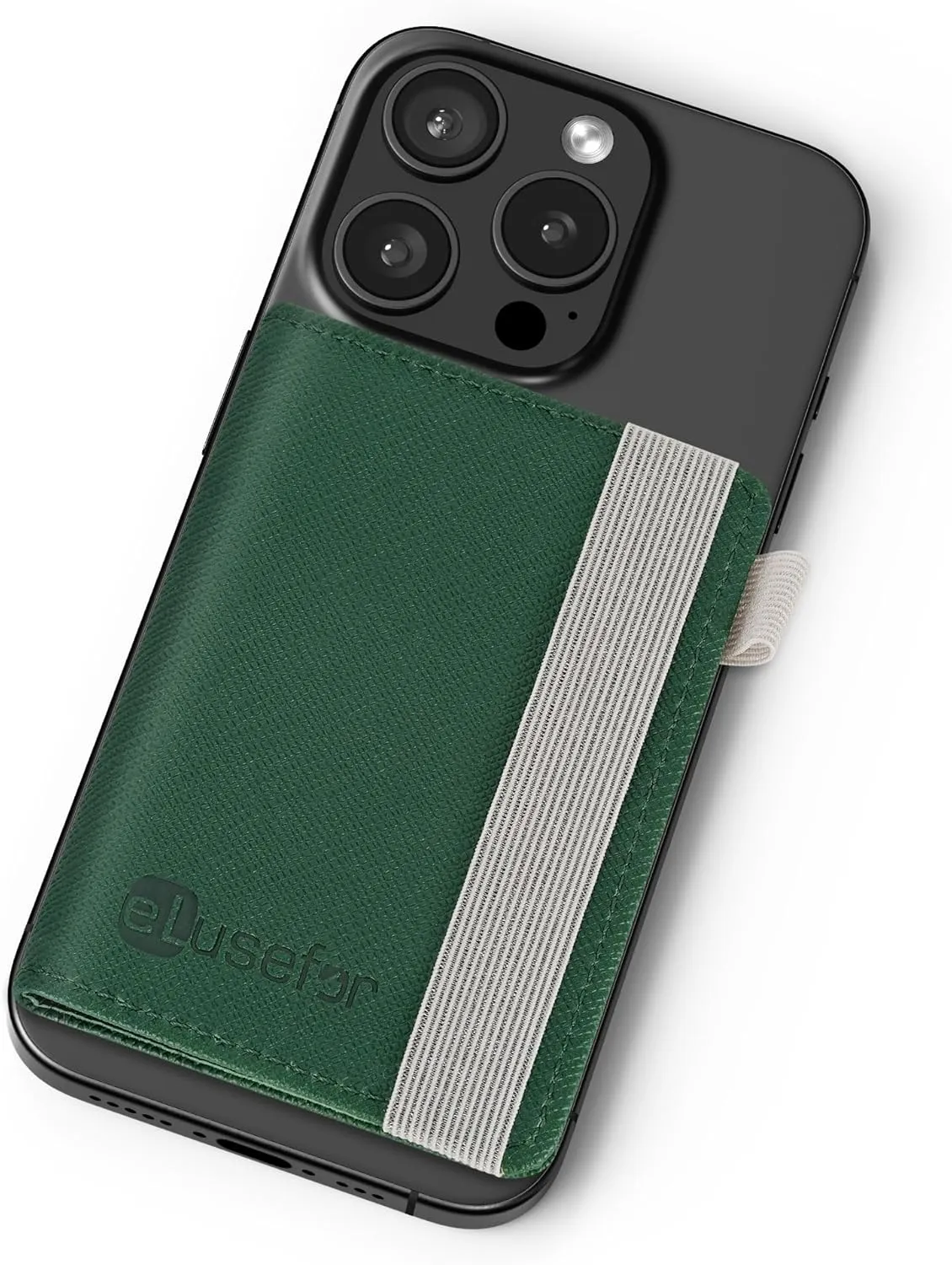 Stick-On Phone Wallet for Back of iPhone or Android Case | 6 Sleeve Credit Card Holder - Pocket for Cards, Money & ID - Built-in Stand - Waterproof Material - Travel, Work & Life-Proof - Green