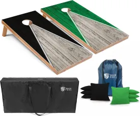 Tailgating Pros Lightweight Pyramid Design Cornhole Board Set w/Bean Bags and Carrying Case - 4'x2' Regulation Cornhole Game