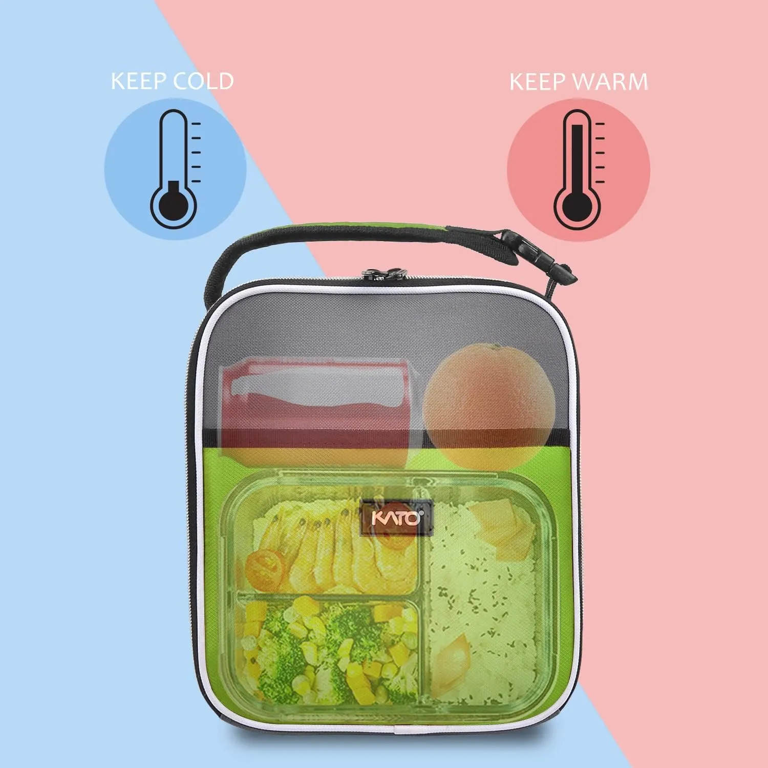 Tirrinia Insulated Kids Lunch Box Back to School, Portable Small Lunch Bag for Office Work Picnic, Reusable Compact Lunchbox Cooler Bag for Boys, Adults,Green