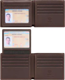 Travelambo 100% Genuine Leather Wallet for Men Accessories with Gift Box - Handmade Bifold Stylish - Rfid Wallet for Men with 2 ID Windows