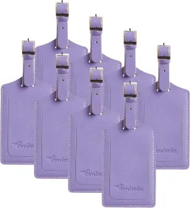 Travelambo 8 Pack Luggage Tags Faux Leather for Suitcases Travel Bag Labels with Protection Cover ID