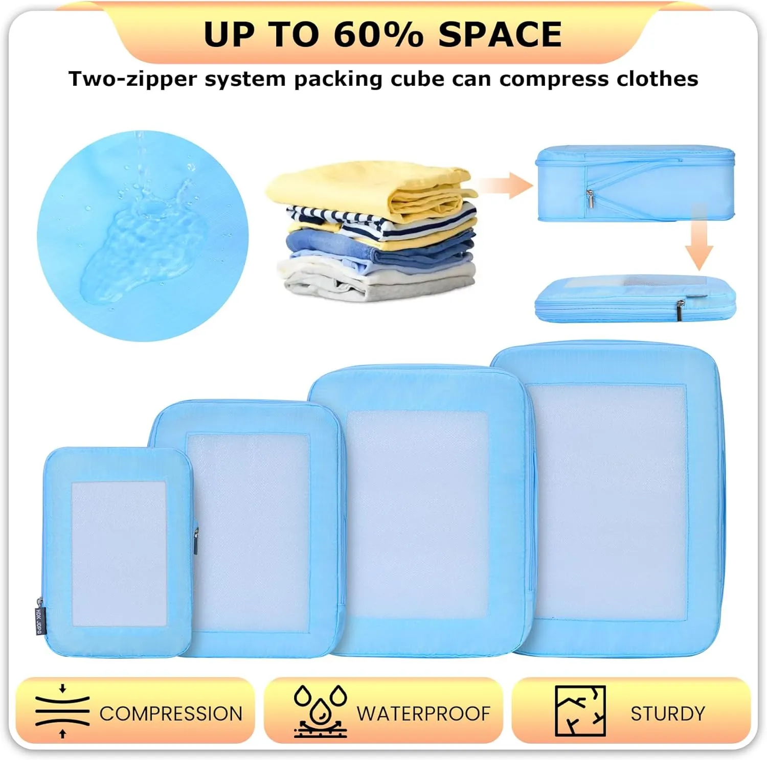 Ultralight Compression Packing Cubes Travel for Suitcases Compressible Mesh Packing Cubes for Travel Women Packing Organizers 4 Set