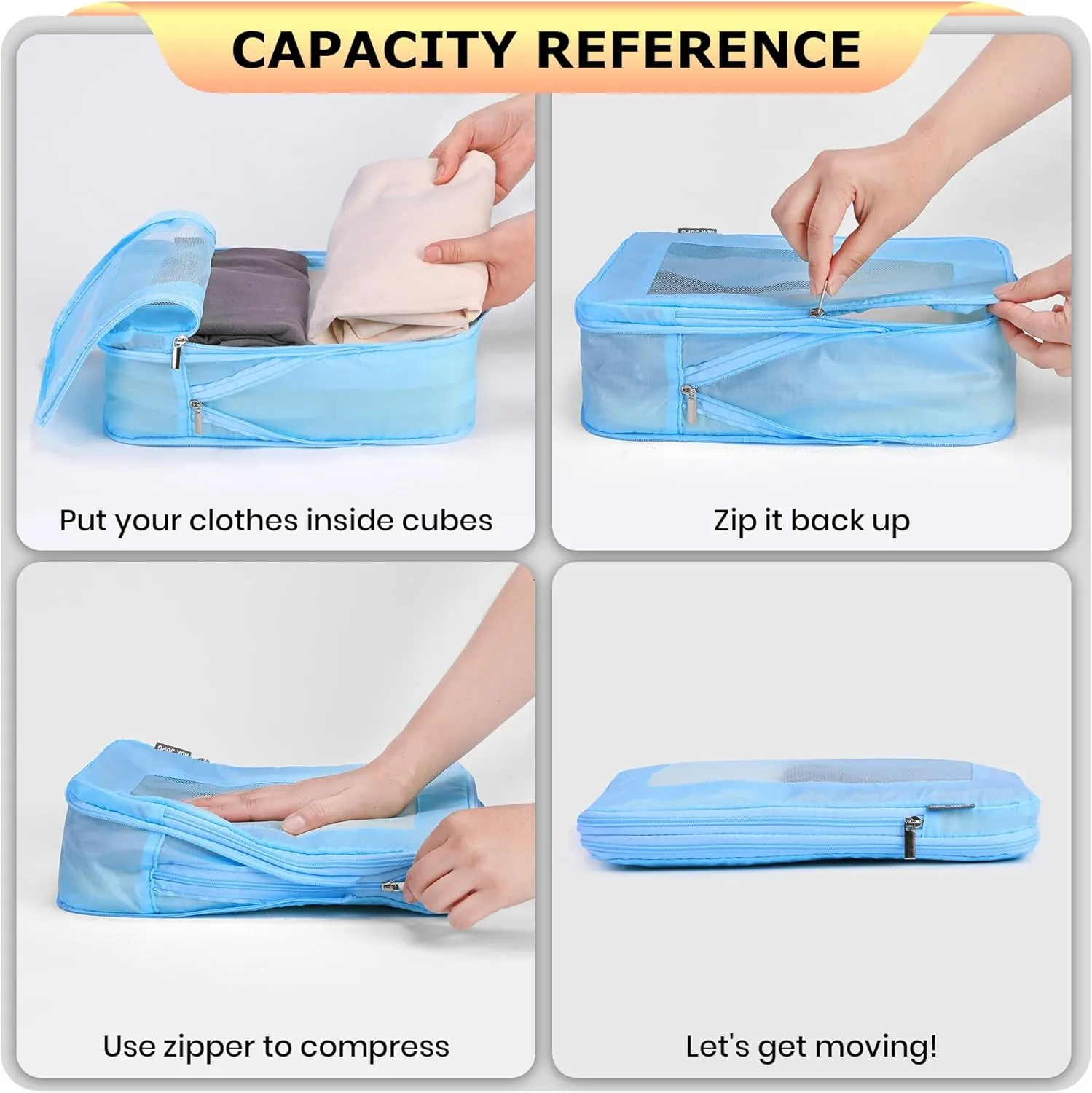 Ultralight Compression Packing Cubes Travel for Suitcases Compressible Mesh Packing Cubes for Travel Women Packing Organizers 4 Set