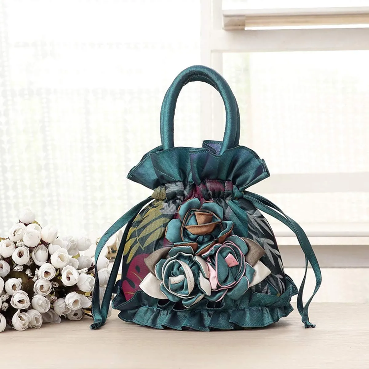 Womens Ladies Handbag Drawstring Bucket Bag Coin Purses Key Bags Cash Money Phone Pouches